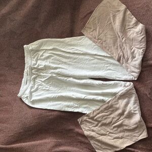 White and Beige Wide-Leg Pants